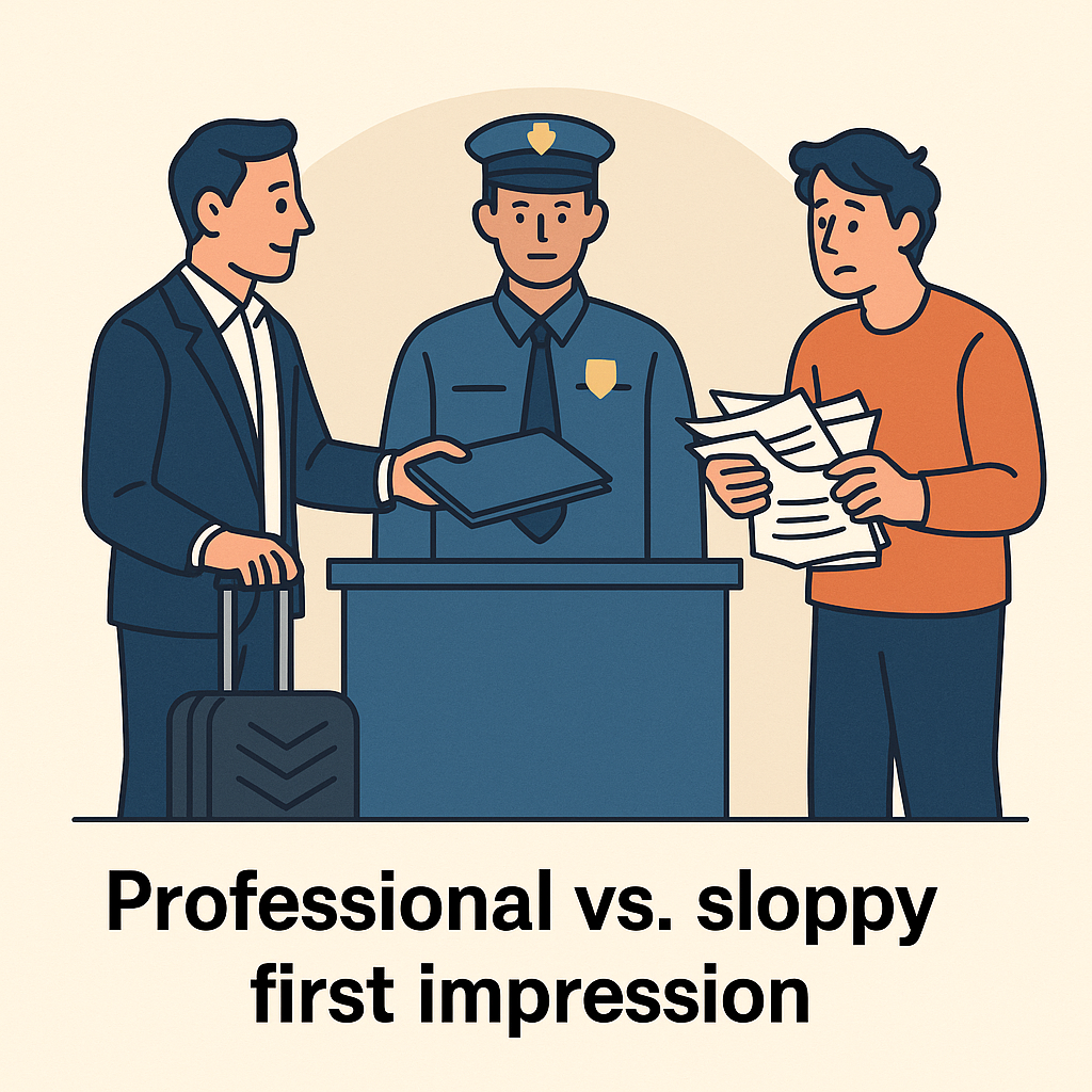 Professional vs sloppy first impression